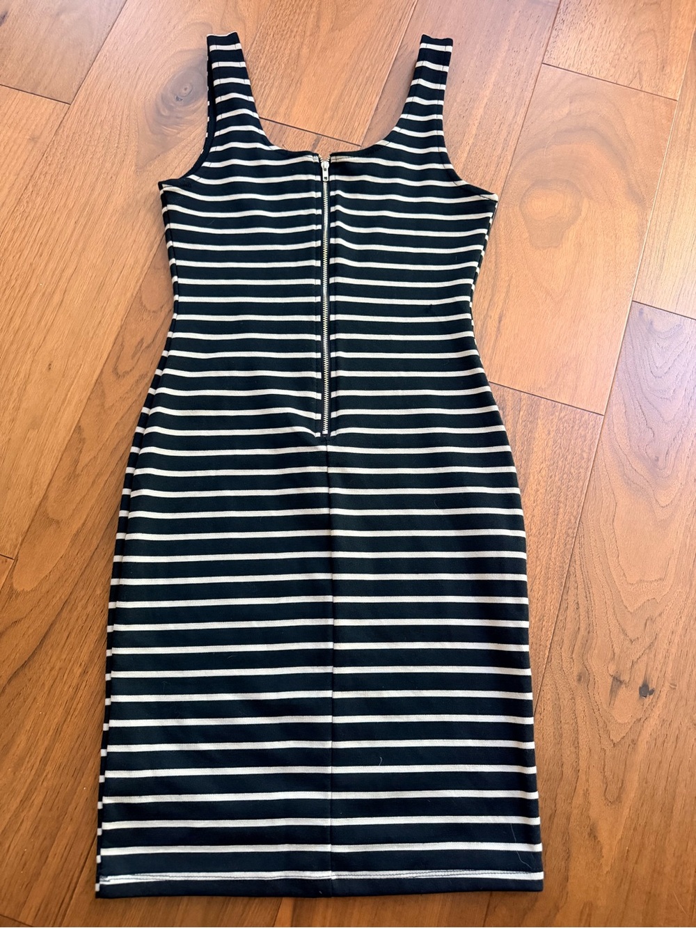 iris Black and beige Striped Midi Tank Dress - Picture 2 of 4